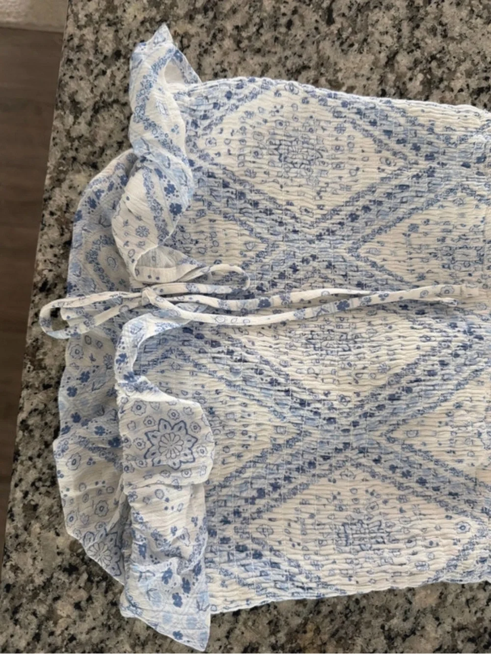 Abercrombie & Fitch Blue and White Strapless Paisley Maxi Dress